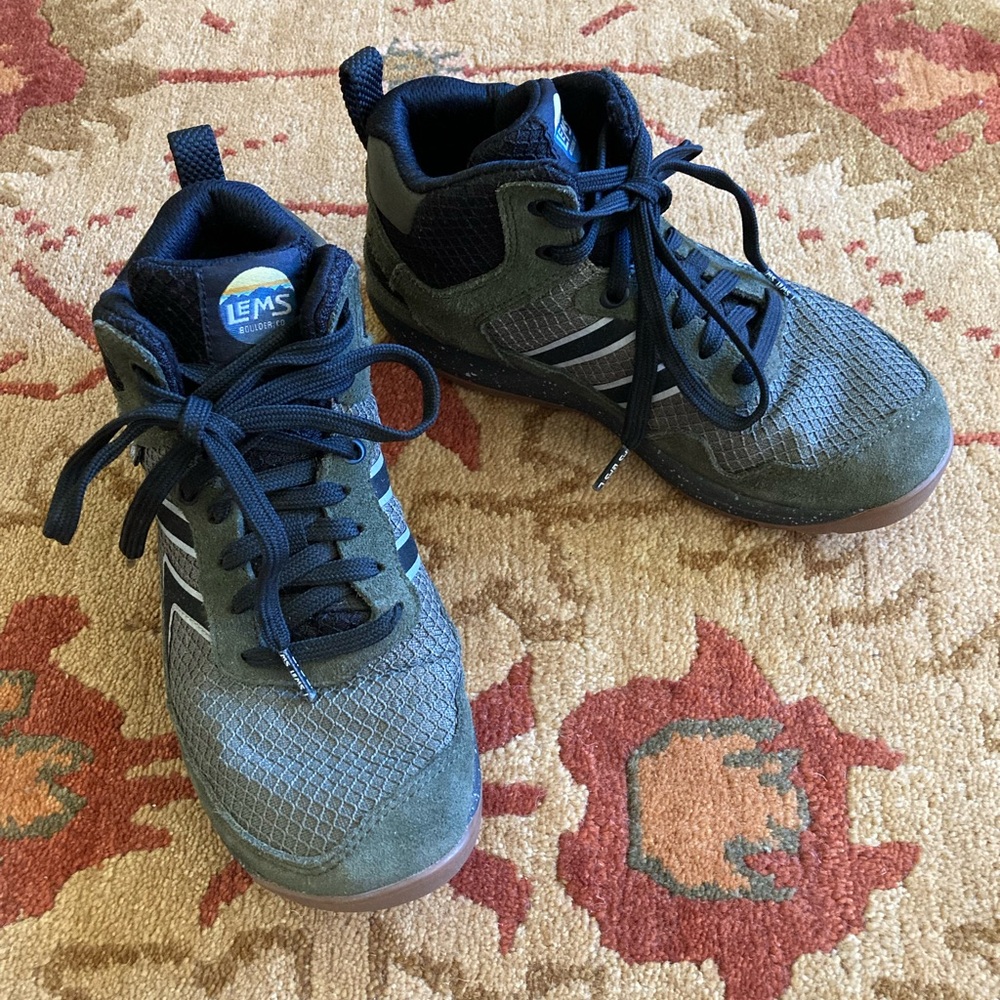 Lems Women's 6.5 Primal Pursuit waterproof mid high top Shoes - Green and Black